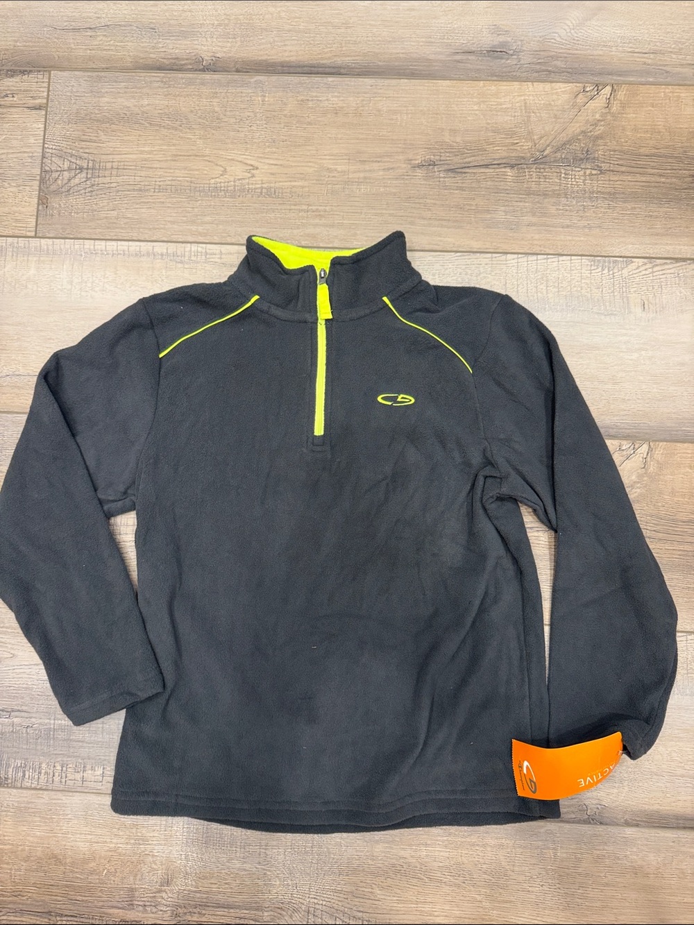 Champion Black Fleece Pullover with Neon Yellow Trim